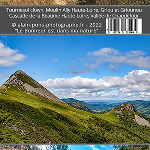 marque-pages Paysages d'Auvergne, ici le recto avec 5 photographies en couleur.