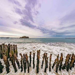 Photographie de la, plage de l'éventail à marée haute, Saint-Malo.