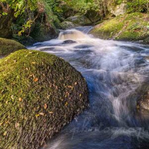 Photographie de la rivière d'argent à Huelgoat en Finistère, Bretagne. en pose lente,
