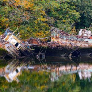 Photographie d'épaves bateaux de pêche à Douarnenez, photographie originale,
