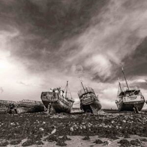 Photographie du Cimetière à bateaux de Camaret-sur-Mer, au lieu dit Le Sillon, Finistère, Bretagne.