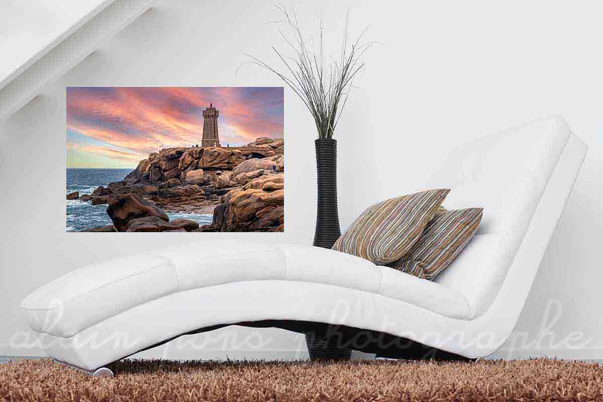 photographie du phare feu mean-ruz, Ploumanach, Perros-Guirrec, bretagne, en poster tableau dans votre salon, salle de bains, jacuzzi.