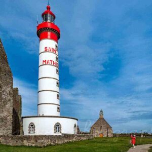 Photographie du phare Saint-Mathieu à Plougonvelin, Mer d'Iroise, Finistère, Bretagne.