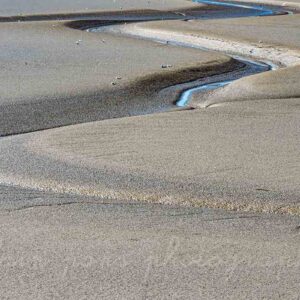 Un serpent de mer en Baie de Somme, ondulation d'un cours d'eau sur une étendue de sable.