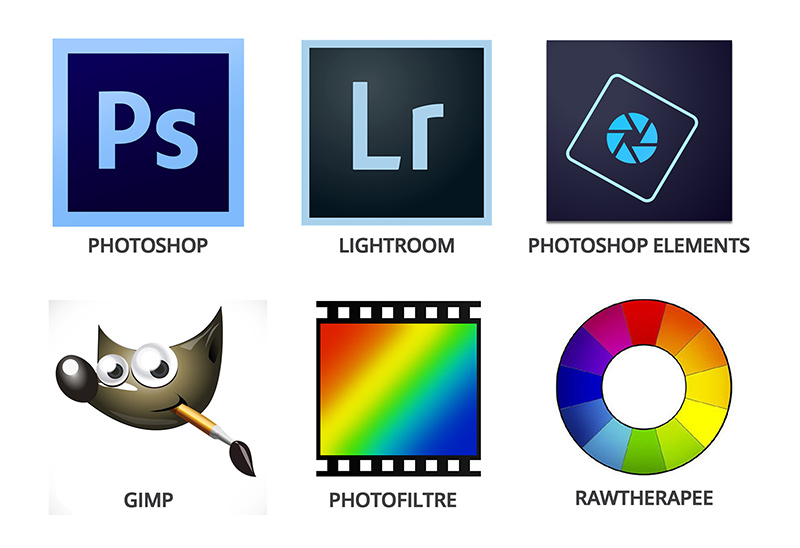 logos de logiciels de photographie montage assemblage de logos de logiciels de photographie