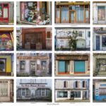photographie montage d'anciens magasins vitrines fermés en France