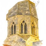 Affiche vintage Le clocher tronqué de Charroux Allier
