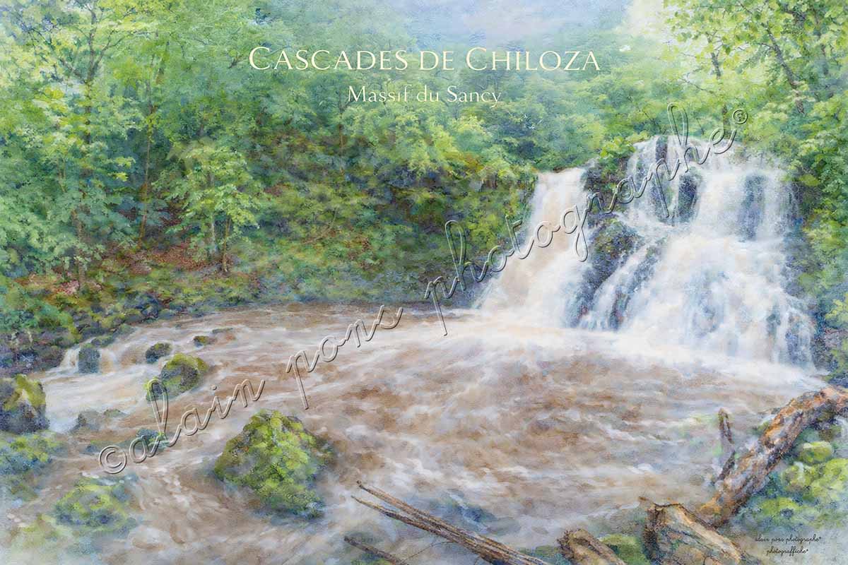affiche vintage cascades de Chiloza massif du Sancy