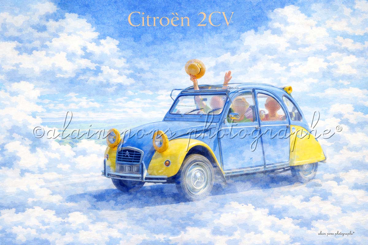 Affiche Vintage Citroën 2CV comme dans un rêve.