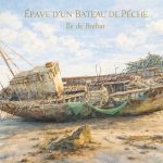 Affiche vintage épave un bateau de pêche île de Bréhat 