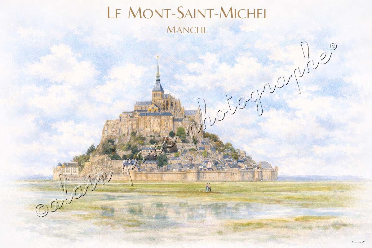 affiche vintage le Mont-Saint-Michel dans la Manche