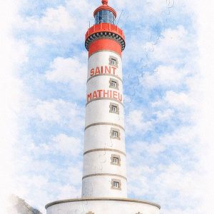 Affiche vintage Le Phare de Saint-Mathieu à Plougonvelin.