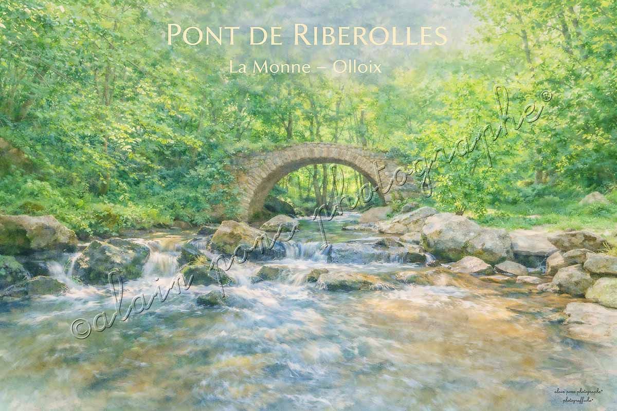 Affiche vintage pont de Riberolles la Monne Olloix
