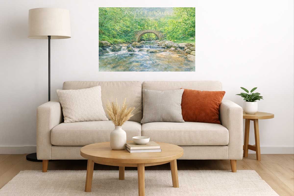 Affiche vintage pont de Riberolles la Monne Olloix salone chambre