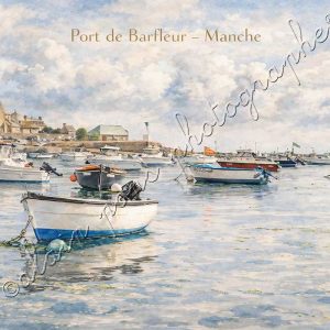 affiche vintage port de Barfleur Manche, Normandie