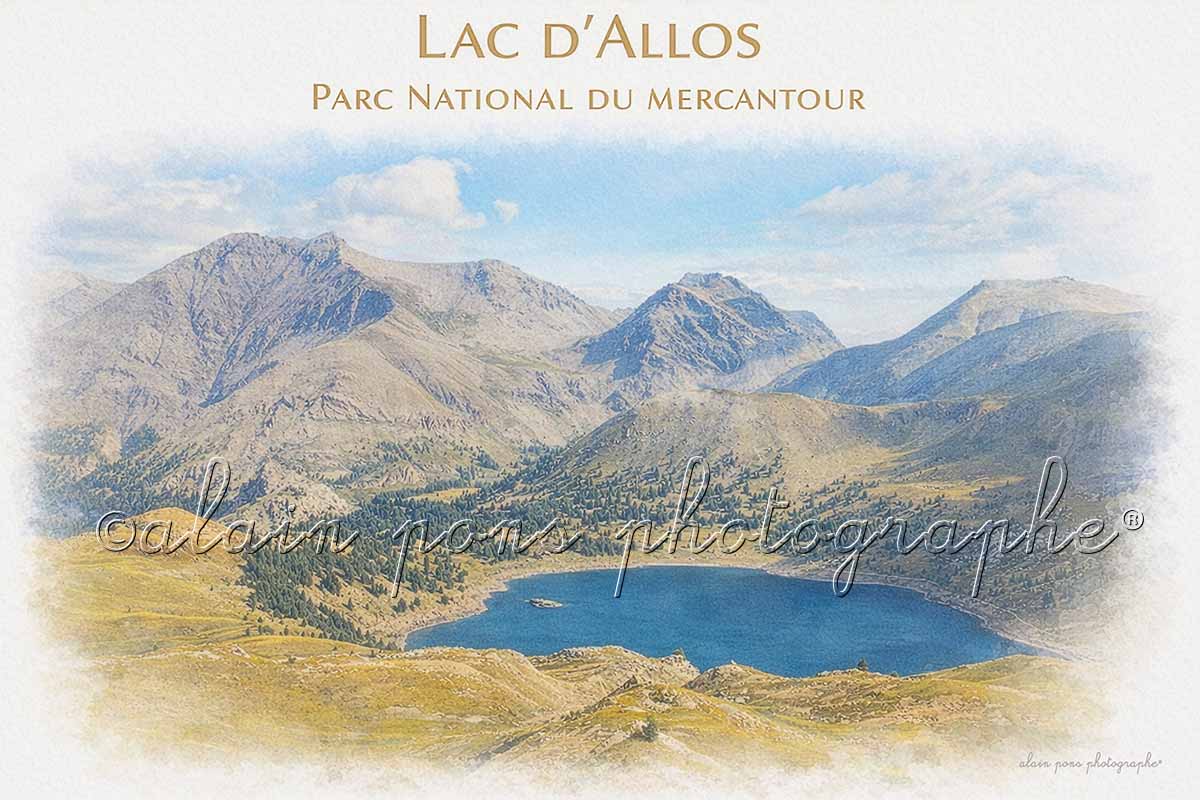 Affiche vintage Lac d'Allos Parc National du Mercantour.