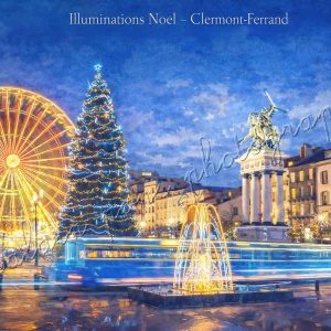 affiche vintage illuminations de Noël à Clermont-Ferrand, alain pons photographe®