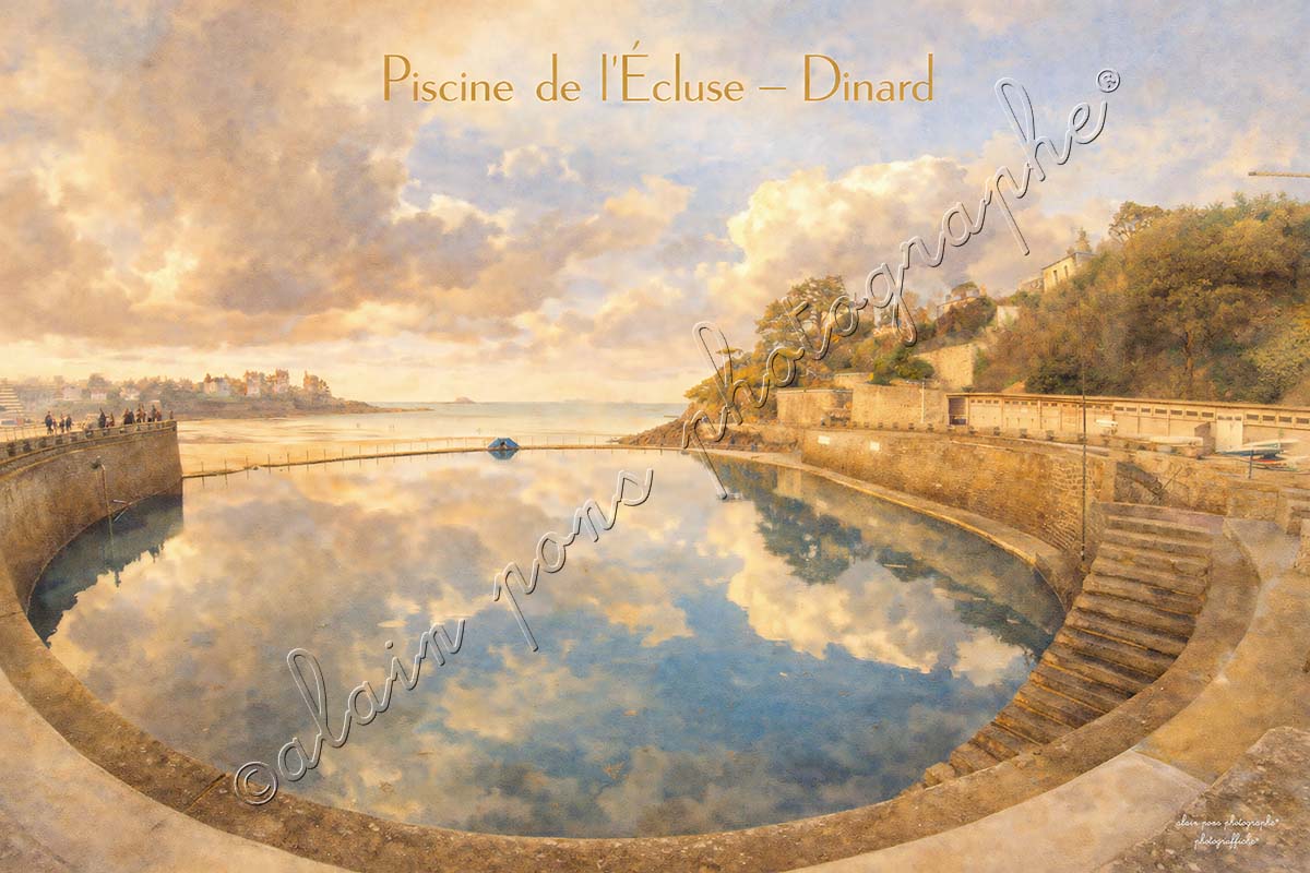 Affiche vintage piscine de l'écluse à Dinard
