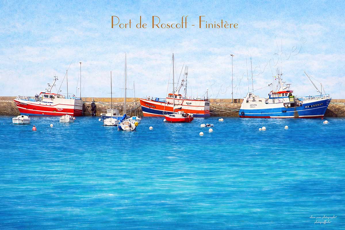 Affiche vintage port de Roscoff Finistère