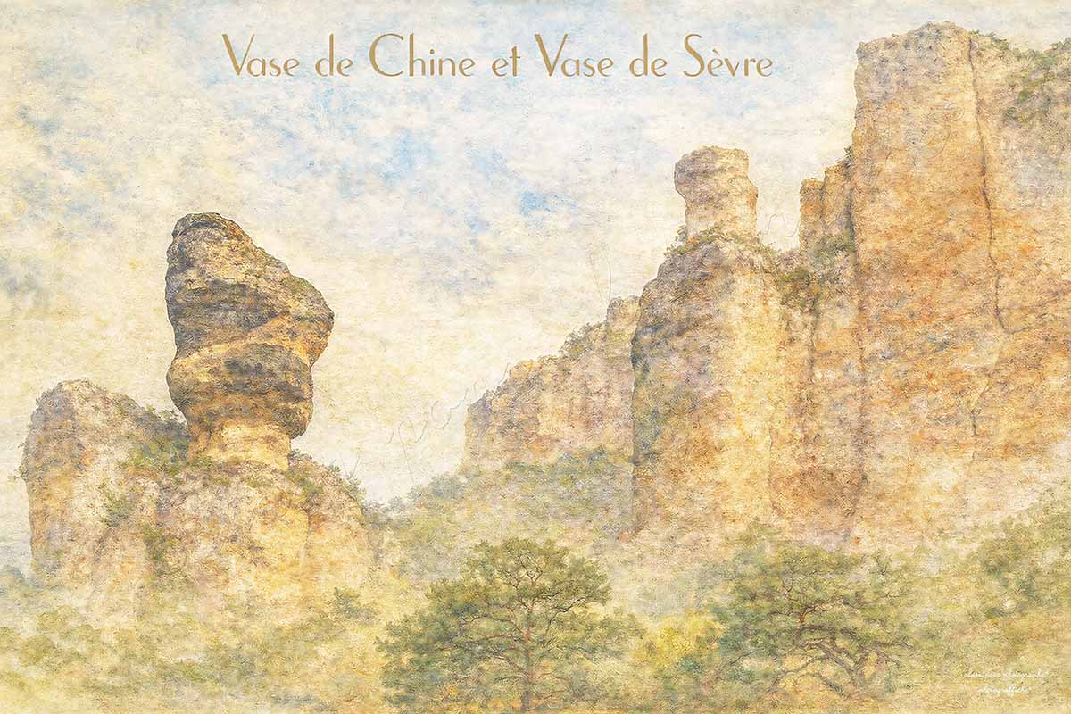 Affiche vintage vase de Chine et vase de Sèvre