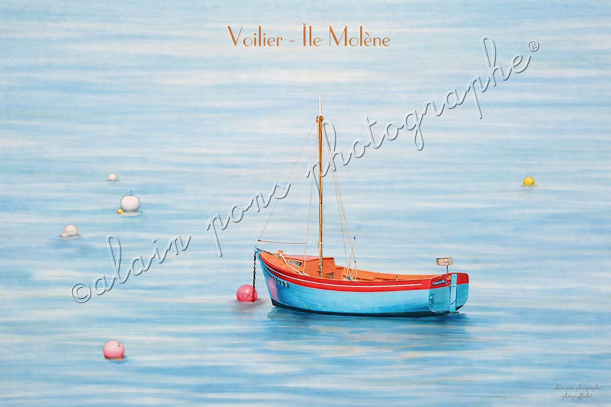affiche vintage voilier ile molène