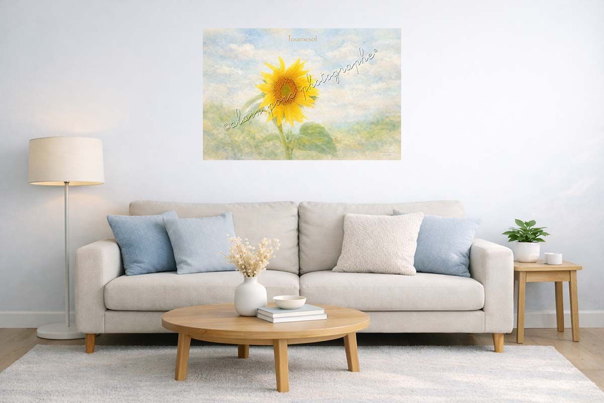 affiche vintage Tournesol en idée de décoration dans un salon