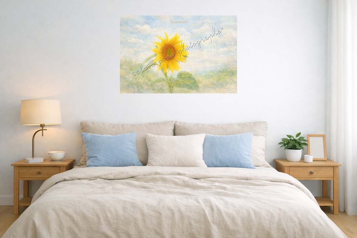 affiche vintage Tournesol en suggestion de décoration dans une chambre